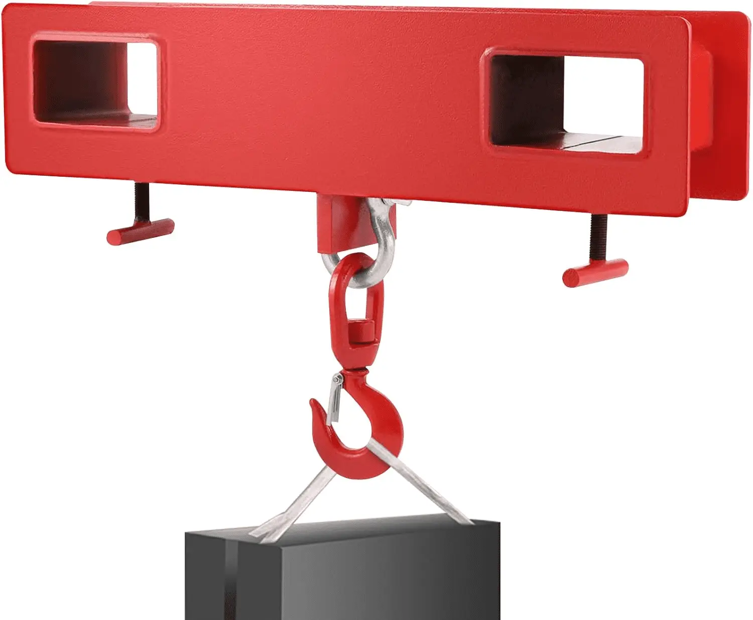 Forklift Lifting Hook, 4400Lbs Capacity Forklift Lifting Hoist, Red Forklift Mobile Crane with Swivel Hook and Two Large T-Screws, Hook Forklift Lifting Hoist, Fork Lifting Attachment