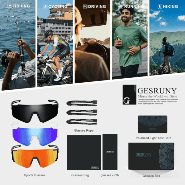 Polarized Sport Sunglasses for Men and Women, Lightweight TR90 Sun Glasses with UV Protection for Cycling Running - Image 6