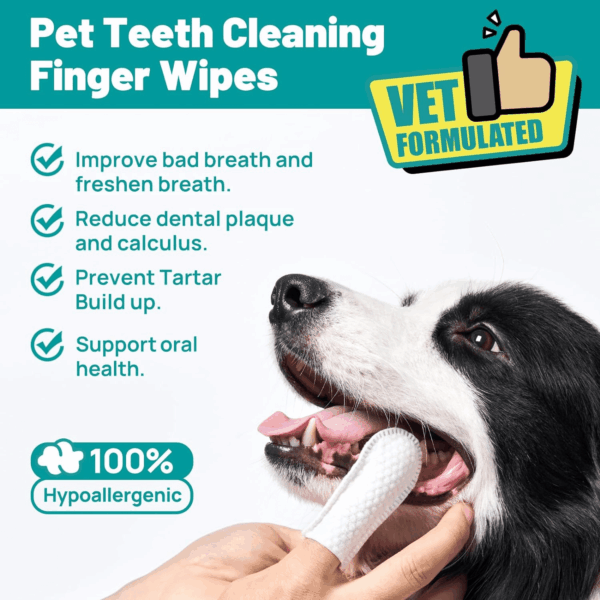 Dog Dental Care Finger Wipes - Teeth Cleaning Finger Wipes for Dog & Cats - Tooth Brushing Kit Dental Wipes for Dog - Reduces Plaque & Freshens Breath (50 PCS, Unscented) - Image 2