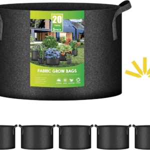 20 Gallon (Pack of 5) Plant Grow Bags Thickened Nonwoven Aeration Fabric Pots Heavy Duty Durable Container, Strap Handles for Garden, Black