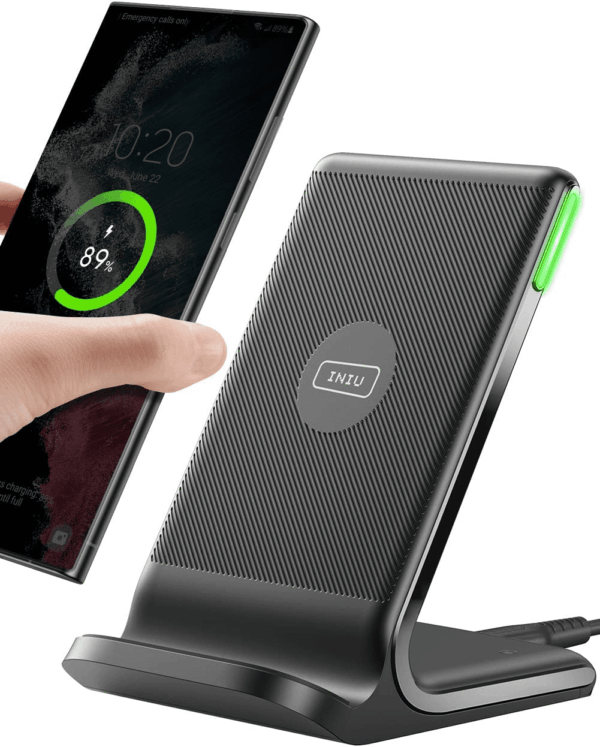 Wireless Charger, 15W Fast Qi-Certified Wireless Charging Station with Sleep-Friendly Adaptive Light Compatible with Iphone 16 15 14 13 Pro XS 8 plus Samsung Galaxy S25 S24 S23 Note 20 Google Etc