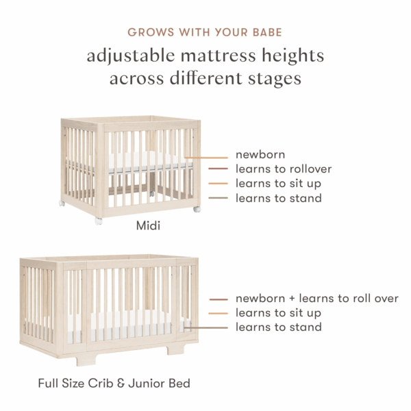 Yuzu 8-In-1 Convertible Crib - Conversion Kits Included for Bassinet, Midi Baby Crib Convertible to Toddler Bed, Daybed, Standard & Baby Bed - GREENGUARD Gold Certified - Adjustable Heights - Image 6