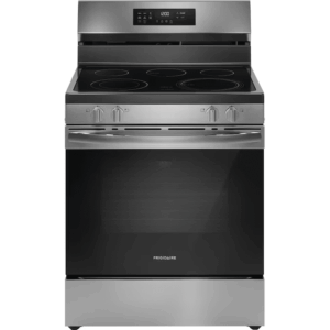 30-In Glass Top 5 Burners 5.3-Cu Ft Air Fry Convection Oven Freestanding Electric Range Stainless Steel )