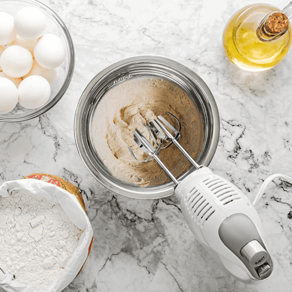 5-Speed Electric Hand Mixer with Stainless Steel Mixing Whisk, Snap-On Storage Case, Portable & Lightweight 150W Motor, Compact Handheld Mixer for Baking, Blending or Cooking, White HM151W - Image 7