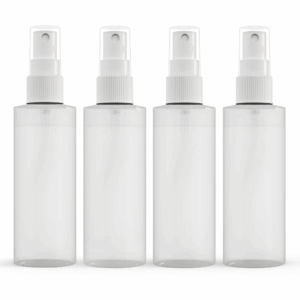 【Made in Usa】Plastic Spray Bottle Fine Mist 4 Oz (120Ml) – Refillable, Reusable, Portable Sprayer, Travel Size, Leak Proof for Household Use, Essential Oil, Cleaning Solution and Perfume (4 Pack)