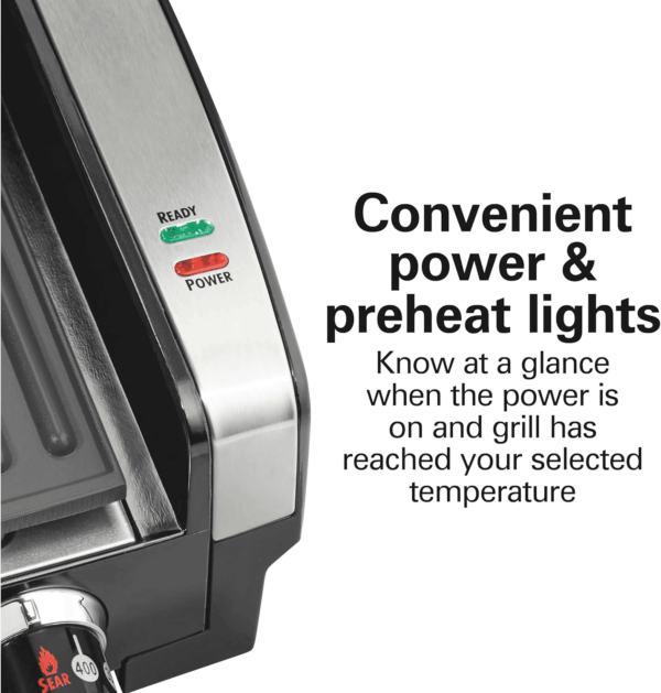 Electric Indoor Searing Grill with Viewing Window & Adjustable Temperature Control to 450F, 118 Sq. In. Surface Serves 6, Pfas-Free Removable Nonstick Grate, Stainless Steel - Image 6