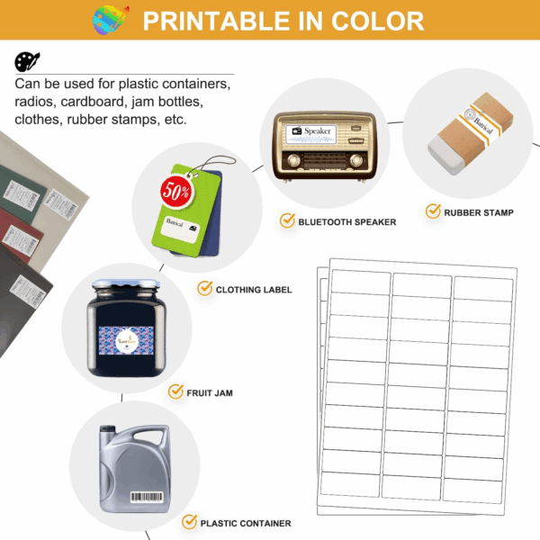 1" X 2-5/8" Address Labels 900 Labels Sticker Paper for Laser/Ink Jet Printer Mailing Labels 8.5"×11" White 30 per Sheet - Image 5