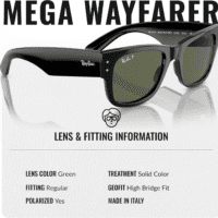 RB0840S MEGA WAYFARER Square Shape Sunglasses with Eyewear Kit Bundle - High Bridge Fit - Square Sunglasses - Image 4
