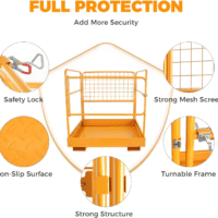 36"X36" Forklift Safety Cages with One Chain Forklift Cages 1200LBS Capacity Man Lift Basket Pallet Forks Work Platform Forklift Aerial Platform (No Wheel) - Image 4