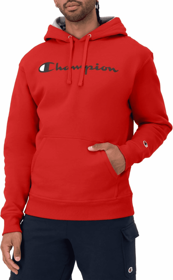 Men'S Powerblend Fleece Hoodie Sweatshirt with Script Logo (Regular and Big & Tall)