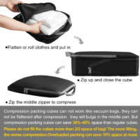 4 Set/6 Set/8 Set Compression Packing Cubes Travel Accessories Expandable Packing Organizers(Black Clothpattern 4 Set) - Image 5