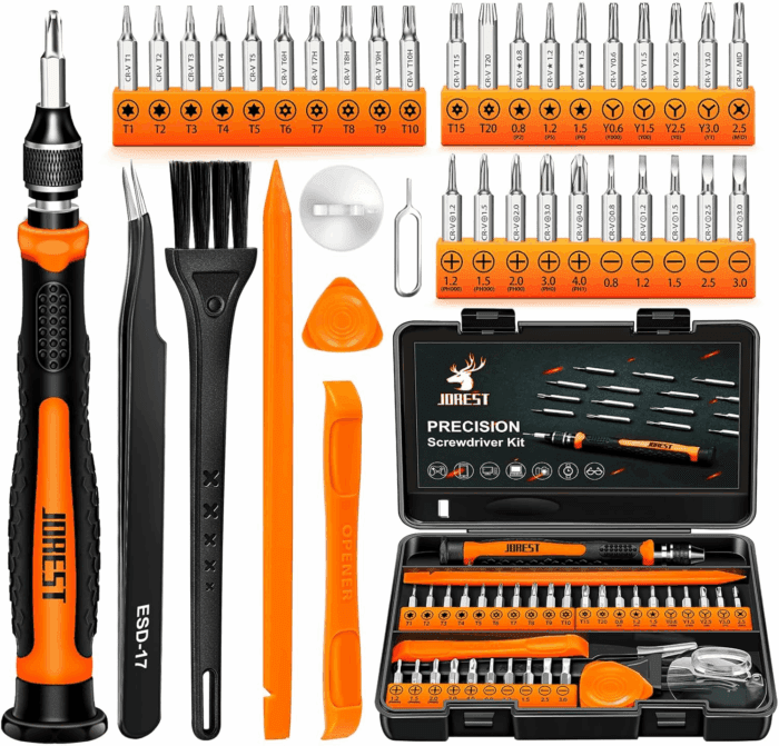 38Pcs Small Precision Screwdriver Set with Torx T5, T6, Y00, Mini Repair Tool Kit for Macbook, Computer, Laptop, Iphone, PS4 PS5, Xbox, Switch, Eyeglasses, Watch, Ring Doorbell, Electronic, Etc
