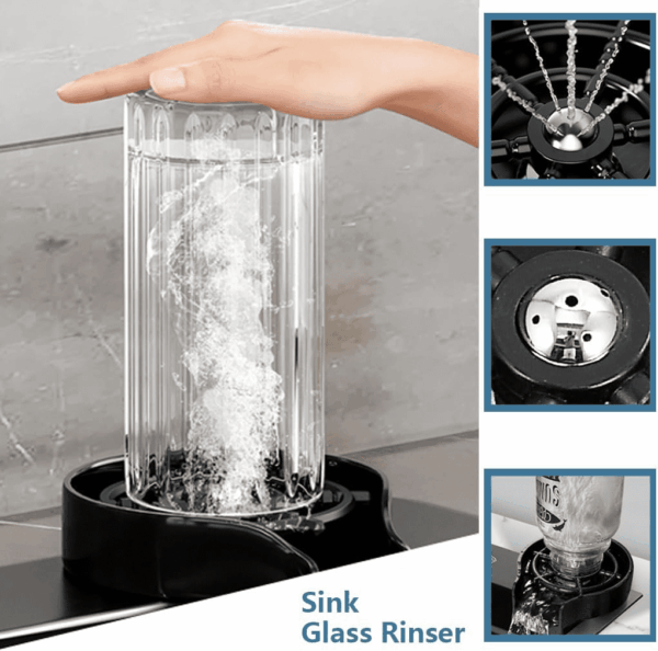 Black Waterfall Kitchen Sink, Drop in Single Bowl Stainless Steel Bar Sink with Cup Washer Sinks, Topmount Workstation Kitchen Sink with Accessories (Size : 26.8 X 17.7In) - Image 6