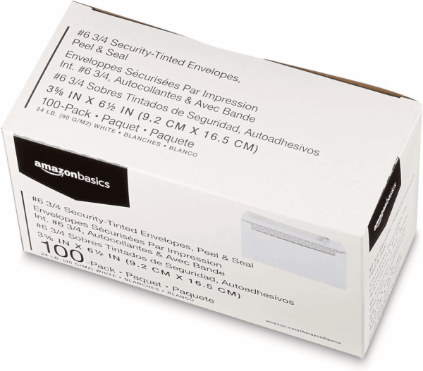 6 3/4 Security Tinted Envelopes with Peel and Seal, 100-Pack, White - Image 6