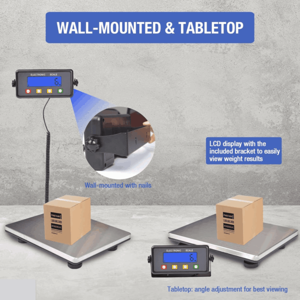Large Platform Heavy Duty Shipping Scale(15.3”X11.8”), 440Lbs High Accurate Digital Scale for Packages with Hold/Tare/Timer Function, Industrial Scale&Postal Scale for Weighing/Luggage/Package/Mailing - Image 5