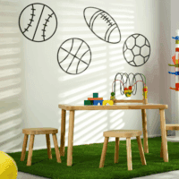 4 Packs Sports Room Decor for Boys Metal Modern Soccer Wall Art Decor Black Basketball Baseball Football Hanging Room Decorations for Kids Boy Sports Playroom Bedroom Nursery - Image 5
