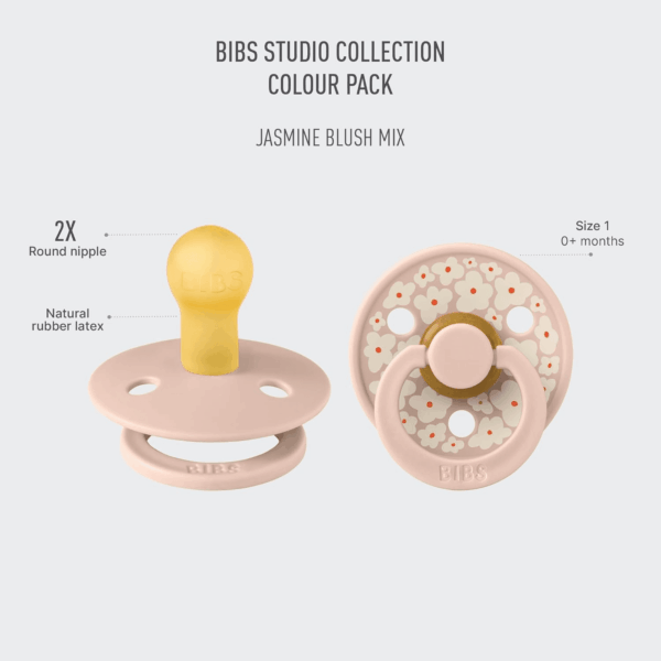 Pacifiers - Colour Studio 2 Pack | round Nipple Baby Pacifier | BPA Free Natural Rubber Latex Soother | Made in Denmark | Size 0+ Months | Blush Mix - Image 2