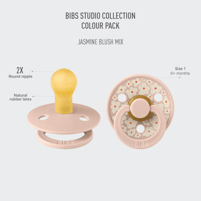 Pacifiers - Colour Studio 2 Pack | round Nipple Baby Pacifier | BPA Free Natural Rubber Latex Soother | Made in Denmark | Size 0+ Months | Blush Mix - Image 2
