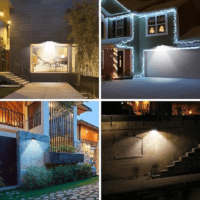 New Solar Motion Sensor Lights 120 Leds with Lights Reflector,270° Wide Angle, IP65 Waterproof, Step Lights for Front Door, Yard, Garage, Deck (Back Button 4-Pack) - Image 6