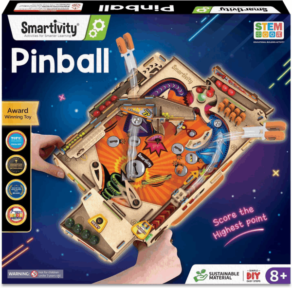 DIY Pinball Machine Toy for Ages 8-99 Year Old | Award Winning Arcade Game | Birthday Gift Ideas for Kids & Adults | STEM Toy for Boys & Girls I Fun Family & Party Game