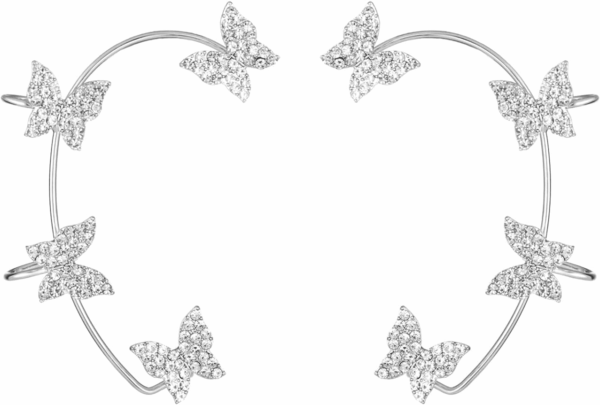 Butterfly Ear Cuffs Earrings Rhinestone Butterfly Ear Wrap No Piercing Ear Cuff Clip on Earrings for Women - Image 5