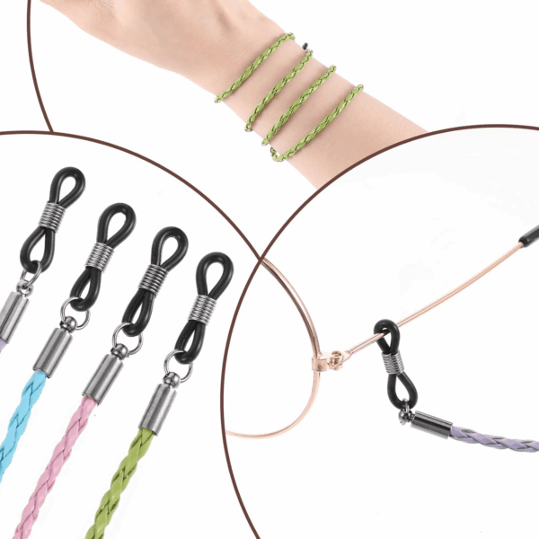 4PCS Leather Eyeglass Straps, Multicolor Eyewear Retainer Lanyards Eye Glass Chain Glasses String Holders - Image 5