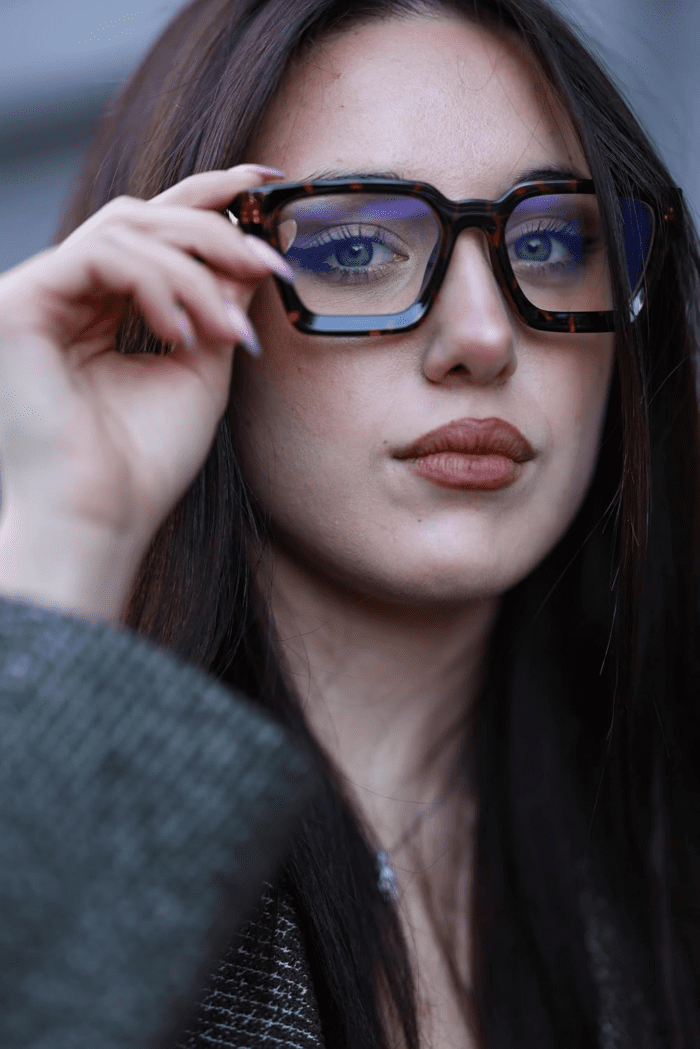 Blue Light Blocking Glasses with TR90 Rectangle Frame and Chic Preppy Look for Women Men RIVER - Image 3