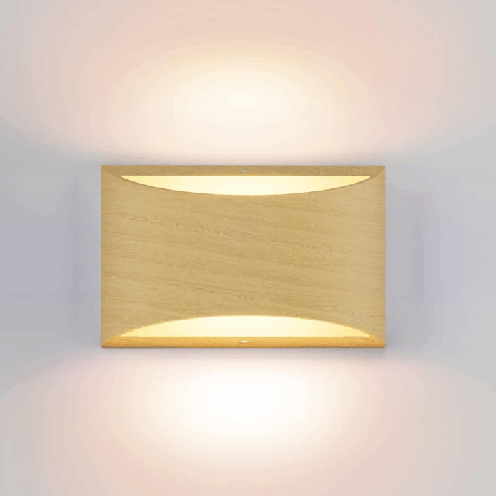 Aluminum Modern Wall Light Fixtures 1 Pack Indoor LED Wall Sconce Hardwired Wood Texture up and down Wall Mount Light for Living Room Bedroom Hallway Corridor 3000K(With G9 Bulbs)