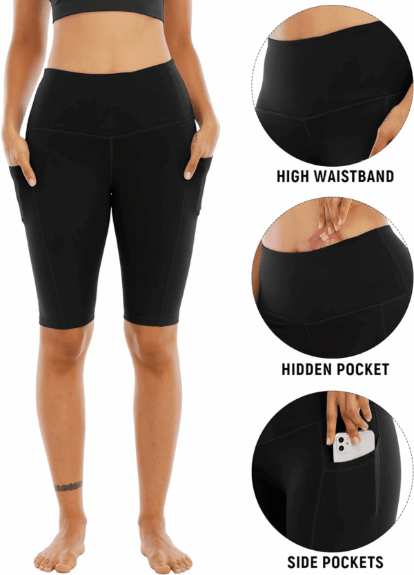 4 Pack Biker Yoga Shorts with Pockets for Women,High Waisted Athletic Running Workout Gym Shorts Tummy Control - Image 3