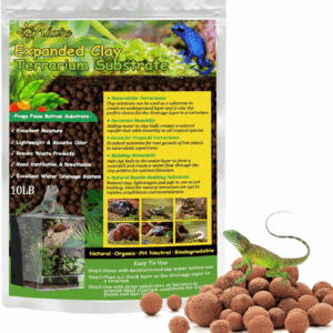 10LBS Expanded Clay Balls Terrarium Substrate for Reptiles - 100% Organic Lightweight Clay Pebbles Substrate Frogs False Bottom Substrate, Bioactive Terrarium Substrate for Drainage and Moisture