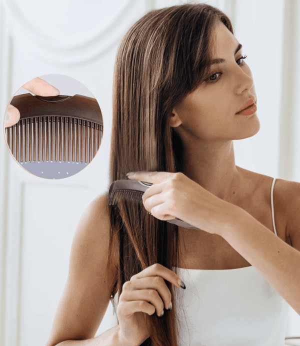 Dandruff Comb Fine Tooth Brown Scalp Detox Comb Lice for Women, Men & Kids Scalp Massage, Detoxing & Sweep Tool for Hair Care - Image 2