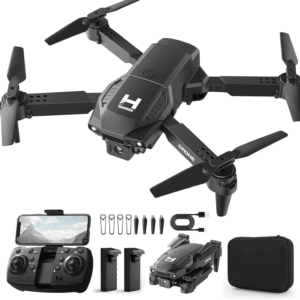 Mini Drone with Camera for Adults Beginner Kids, 1080P Wifi FPV, Foldable, 2 Batteries, One-Click Take Off/Landing, Altitude Hold Black
