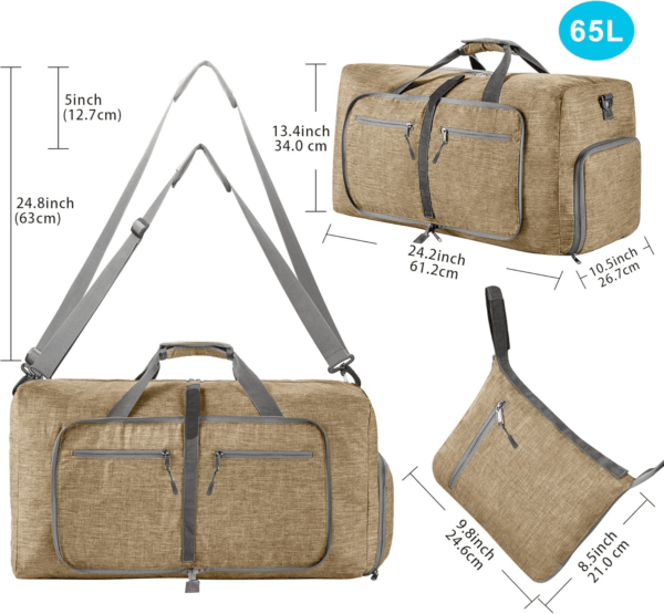 Travel Duffle Bag for Men, 65L 85L 115L Foldable Travel Duffel Bag with Shoes Compartment Overnight Bag for Men Women - Image 2