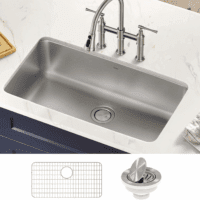 Dex 33-Inch Undermount 16 Gauge Stainless Steel Single Bowl Kitchen Sink, KA1US33B