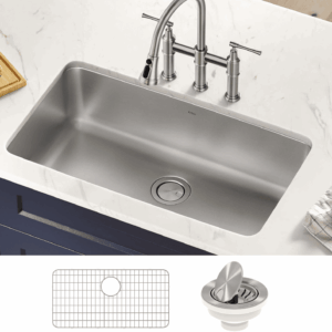 Dex 33-Inch Undermount 16 Gauge Stainless Steel Single Bowl Kitchen Sink, KA1US33B