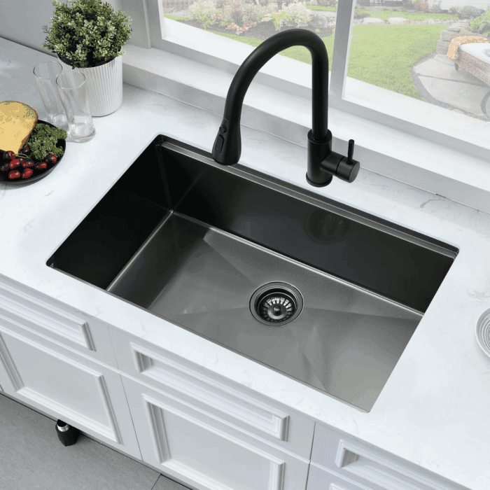 33 Inch Black Undermount Kitchen Sink Workstation- 33X19 Stainless Steel Kitchen Sink Undermount 16 Gauge Deep Single Bowl Black Sinks with Cutting Board - Image 4