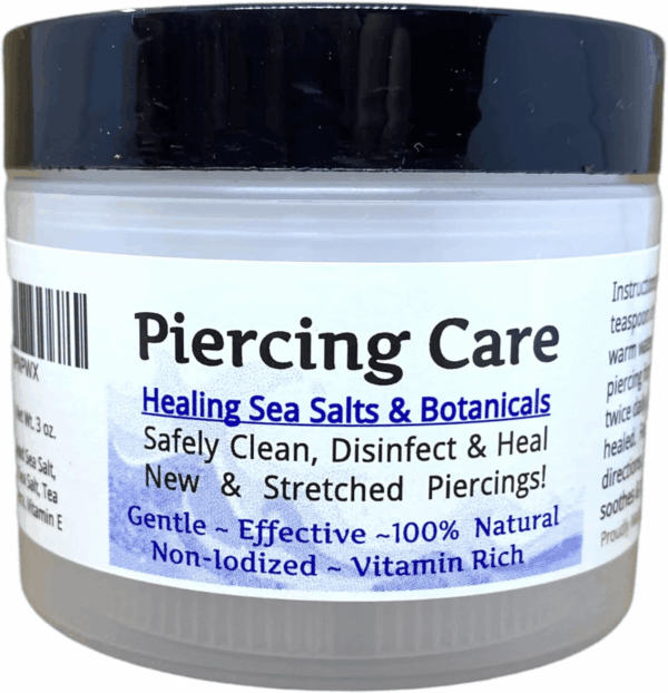 Piercing Care - Healing Sea Salt & Botanical Aftercare - Safely Clean & Heal New & Stretched Piercings - 1 (3 Ounce)