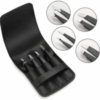 Tweezers Set - Professional Stainless Steel Tweezers for Eyebrows - Great Precision for Facial Hair, Splinter and Ingrown Hair Removal (Black) - Image 6