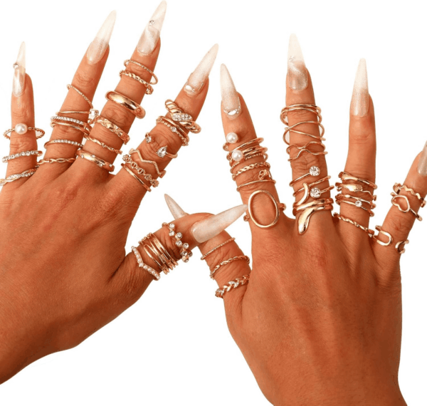 Gold Knuckle Rings Set for Women Stackable Joint Finger Midi Rings Dainty Cubic Crystal Zirconia Simple Hollow Twist Cute Rings Pack Jewelry Gift - Image 2