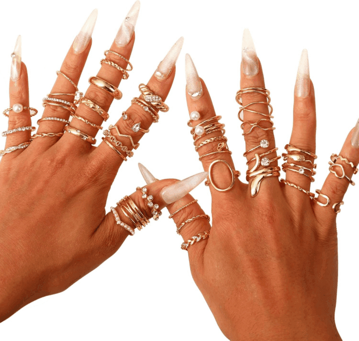Gold Knuckle Rings Set for Women Stackable Joint Finger Midi Rings Dainty Cubic Crystal Zirconia Simple Hollow Twist Cute Rings Pack Jewelry Gift - Image 2