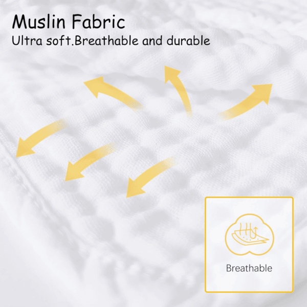 12 Pack Muslin Burp Cloths 100% Cotton Muslin Cloths Large 20''X10'' Extra Soft and Absorbent Baby Burping Cloth - White - Image 7