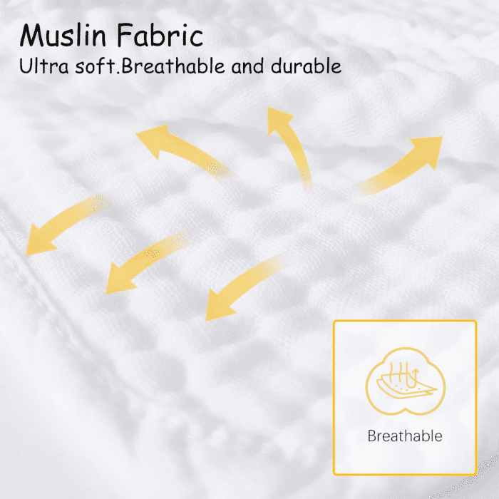 12 Pack Muslin Burp Cloths 100% Cotton Muslin Cloths Large 20''X10'' Extra Soft and Absorbent Baby Burping Cloth - White - Image 7