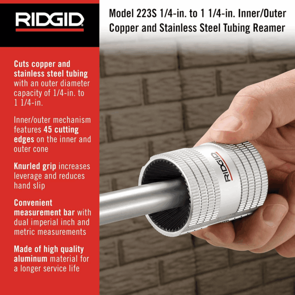 29983 Model 223S 1/4" to 1-1/4" Inner/Outer Copper and Stainless Steel Tubing and Pipe Reamer, Small - Image 2