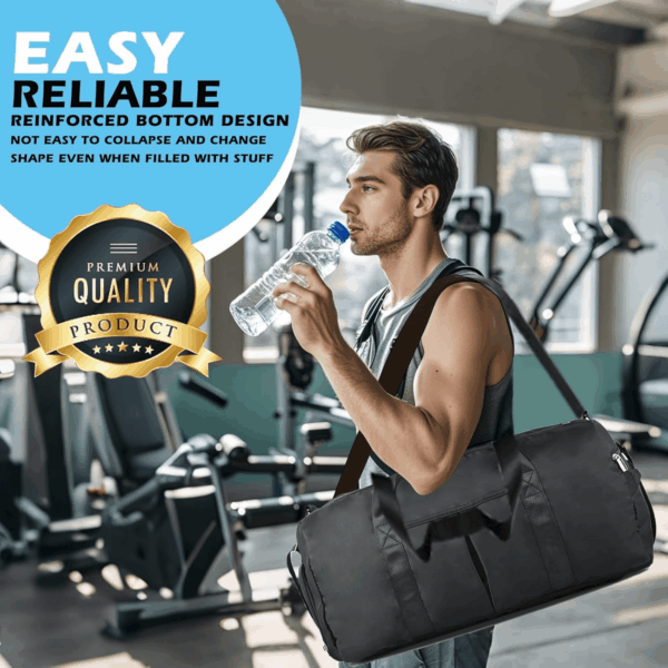 Gym Bag for Men, 40L Waterproof Sports Duffle Bags with Shoe & Wet Compartment, Small Carry on Travel Tote Bags with Trolley Sleeve for Personal Item, Fitness & Workout Gear, Black - Image 6