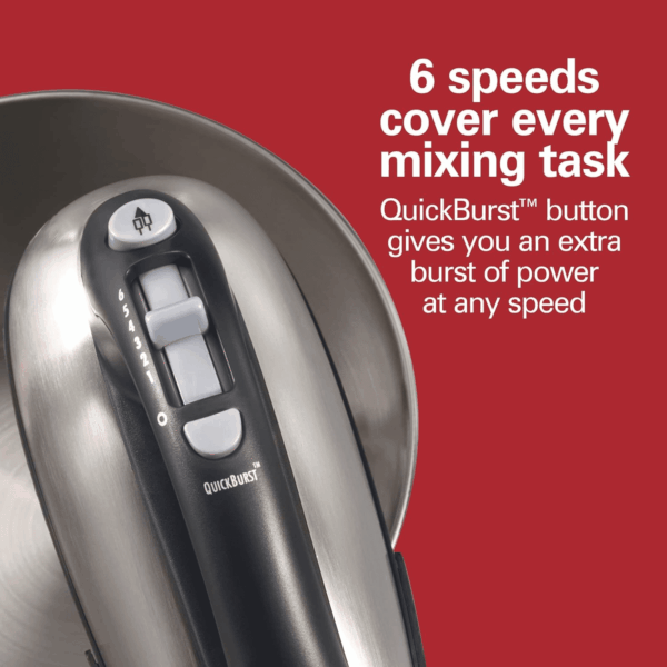 Classic Stand and Hand Mixer, 4 Quarts, 6 Speeds with Quickburst, Bowl Rest, 290 Watts Peak Power, Black and Stainless - Image 6