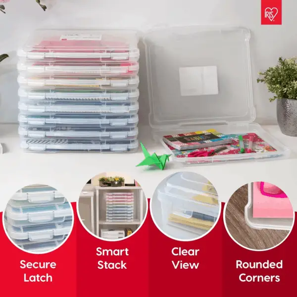 USA Board Game Storage and Organizer Portable Plastic Project Case Box with Snap-Tight Latch, 6-Pack, Fits 8.5" X 11" and A4 Papers, for Magazine Document Craft Hobby Art Supplies, Thick, Clear - Image 3