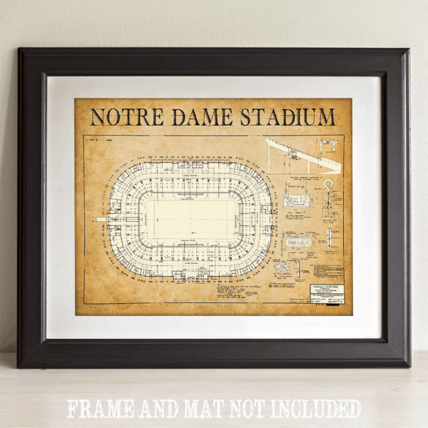 1929 Notre Dame Stadium 11X14 Unframed Poster - Blueprint Wall Art, Historic Architectural Print, Football Stadium Design for University of Notre Dame, Sports Memorabilia, Man Cave & Sports Bar Décor - Image 7