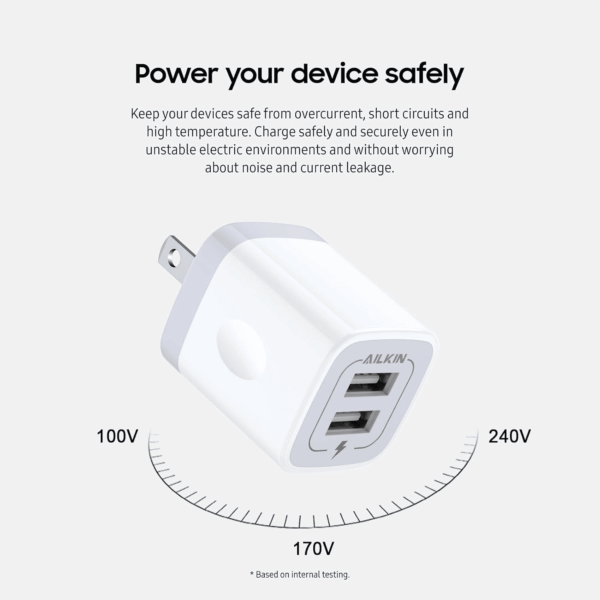 USB Wall Charger, Charger Adapter,  2-Pack 2.1A Dual Port Quick Charger Plug Cube for Iphone 15 14 13 12 11 Pro Max 10 SE X 8 7 plus Samsung Galaxy S23 S22 Power Block Fast Charging Box Brick - Image 4