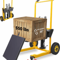 Foldable Hydraulic Material Lift Winch Stacker with Swivel Wheels, 550Lbs Pallet Forklift with 35" Lift Height, Pallet Truck Dolly, Pallet Jack Table Cart, Steel Platform Board X 1