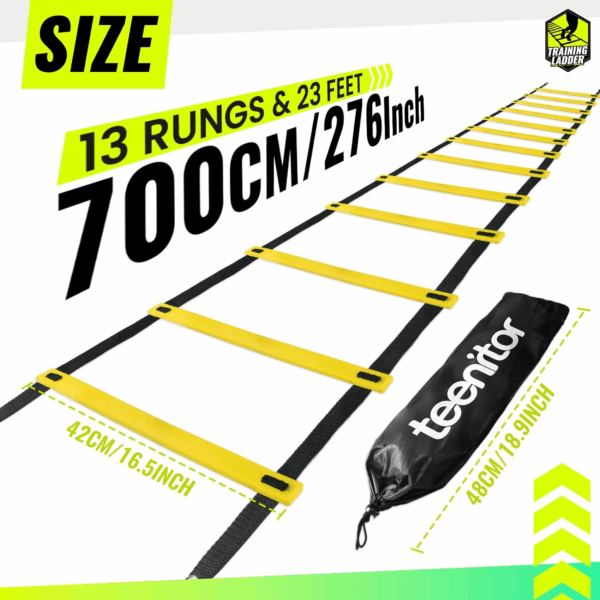 Agility Ladder Speed Ladder Training Ladder for Soccer, Speed, Football Fitness Feet Training Carry Bag Agility Training Equipment 13 Rungs, 23 Feet - Image 2